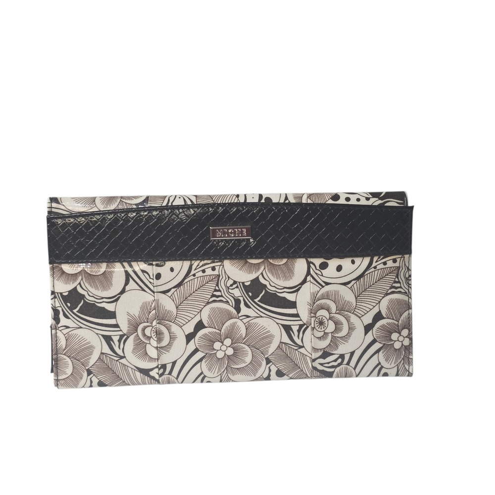 Miche Leila Classic Black Cream Floral Faux Leather Magnetic Bag Shell Only